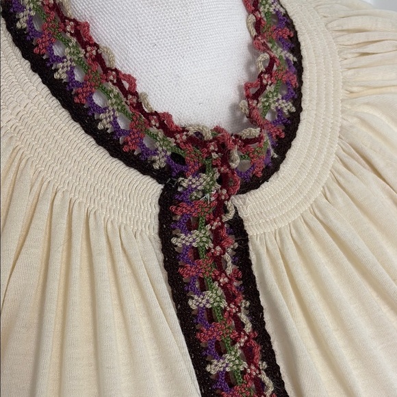 Vintage 1970s Ayers Elegant Cream Embroidered Long Sleeve Dress Size XL - Picture 2 of 6